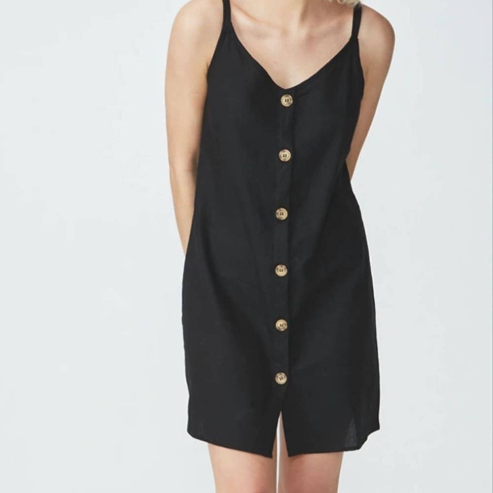 Forever 21 Black Button-Front Midi Dress